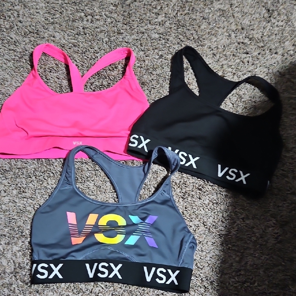 VSX Sports Bra Trio - Neon Pink, Black, Charcoal